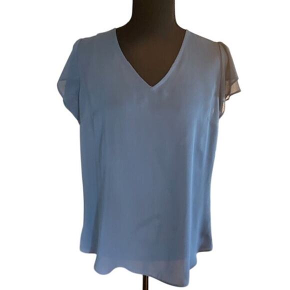 A. Byer Blue Flutter Sleeve Blouse – Size Large - Picture 1 of 5